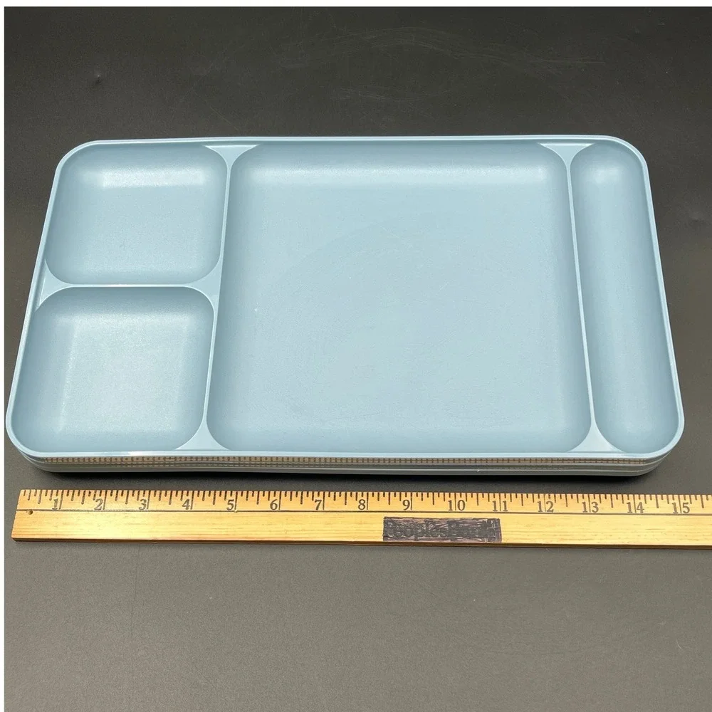 Tupperware Divided Serving Trays Set of 3 Light Blue Vintage Made in USA 15x9